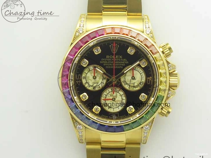 Edition Crystal Best BLF Bracelet on Black Dial YG YG Rainbow Daytona A4130 116589RBOW 0316
